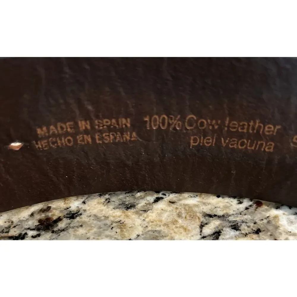Cuirum Barcelona Spain Leather Designer Wide Belt Hand Tooling Size 95 EUC‎